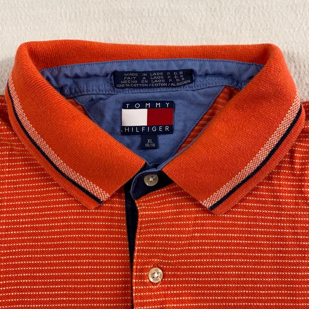Tommy Hilfiger Men’s Orange/White Knit Shirt